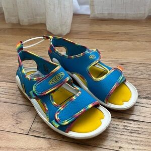KEEN Unisex-Child Knotch River Open Toe Sandal Tie Dye/Vivid Blue US 2 Kids New